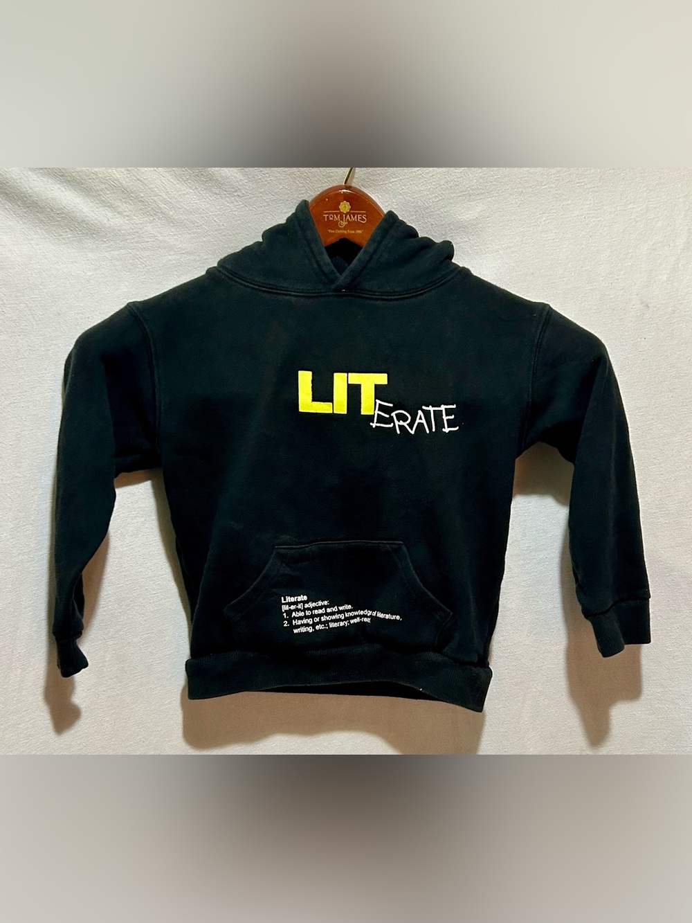 Kids Black "LITerate" Graphic Hoodie - Brand Unspecified